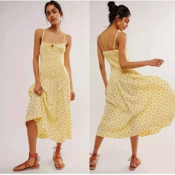 NWT Size Large Free People Lavender Daze Smocked Waist Dress Strawberry Print - Picture 8 of 8